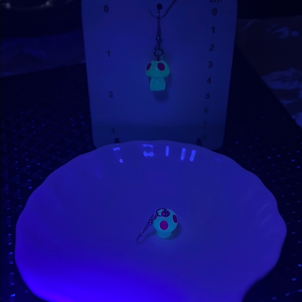 Charming Mushroom Glow in the Dark Earrings - Picture 4 of 6